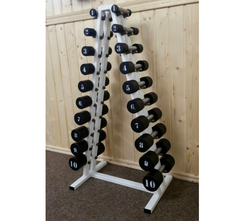 Стійка з гантелями RN-Sport 1-10 кг, біла