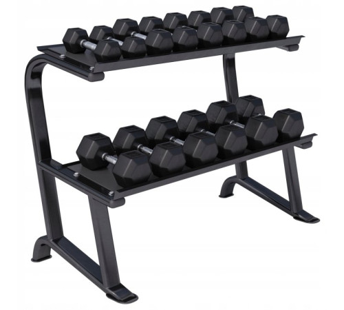 Стійка з шестигранними гантелями Gorilla Sports Hex 2 х 6-30 кг