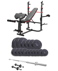 Набір Elitum Titan 68 кг з лавою HS-1065HB Pro, штангою та гантелями