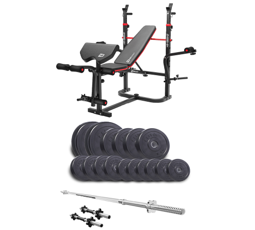 Набір Elitum Titan 68 кг з лавою HS-1065HB Pro, штангою та гантелями Набір Elitum Titan 68 кг з лавою HS-1065HB Pro, штангою та гантелями