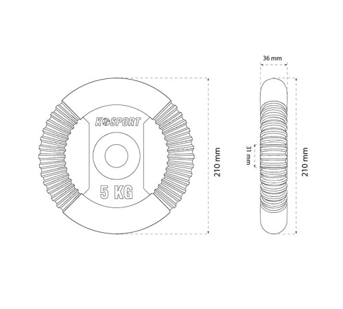 Диск чавунний K-SPORT KETTEL 5 кг