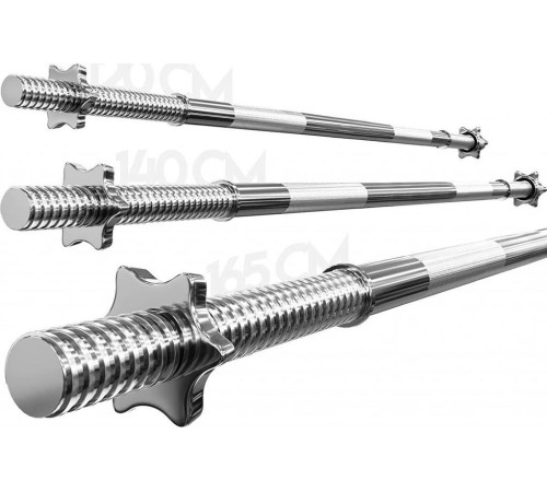 Хромована штанга для гантелей Physionics 165 см + зірчаста Хромована штанга для гантелей Physionics 165 см + зірчаста