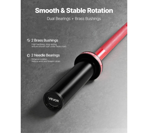 Гриф гантельний VEVOR 120 см, червоний