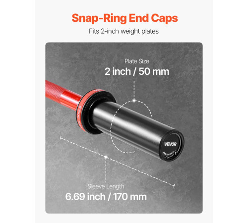 Гриф гантельний VEVOR 120 см, червоний