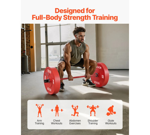 Гриф гантельний VEVOR 120 см, червоний