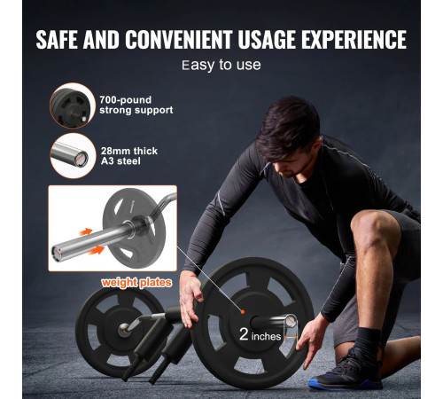 Гриф для штанги VEVOR 221 см, 315 кг