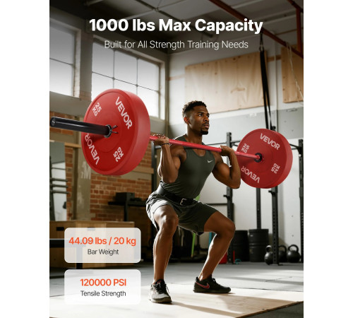 Гриф гантельний VEVOR 453,59 кг, червоний