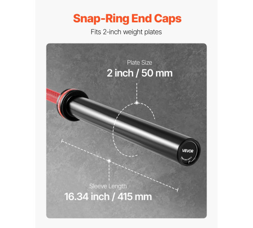 Гриф гантельний VEVOR 453,59 кг, червоний