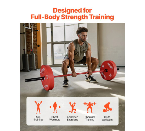 Гриф гантельний VEVOR 453,59 кг, червоний