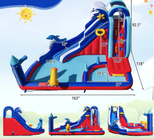 Надувний ігровий майданчик Costway Slide 414х300х235 см