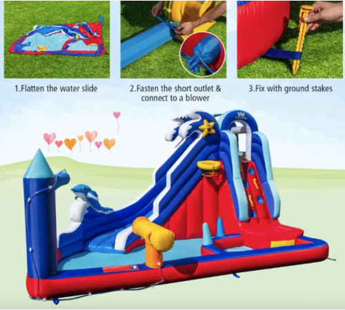 Надувний ігровий майданчик Costway Slide 414х300х235 см