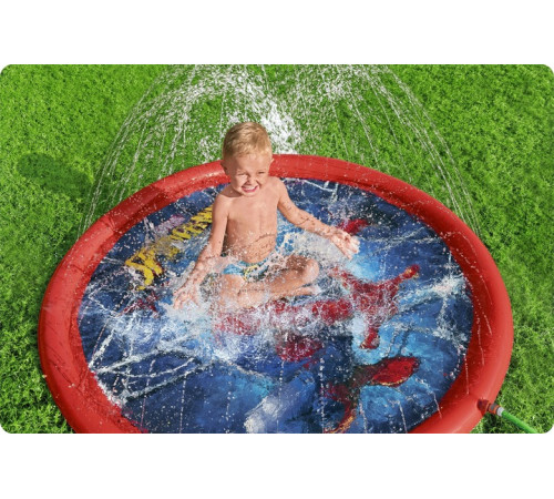 Басейн надувний з фонтаном Bestway 98792 Людина-павук, 165 см