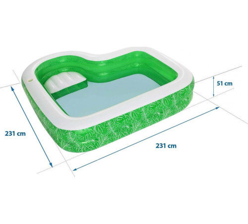 Садовий басейн для дітей 6+ Tropical Paradise 231x51 BESTWAY + Надувне сидіння + Місце для пиття