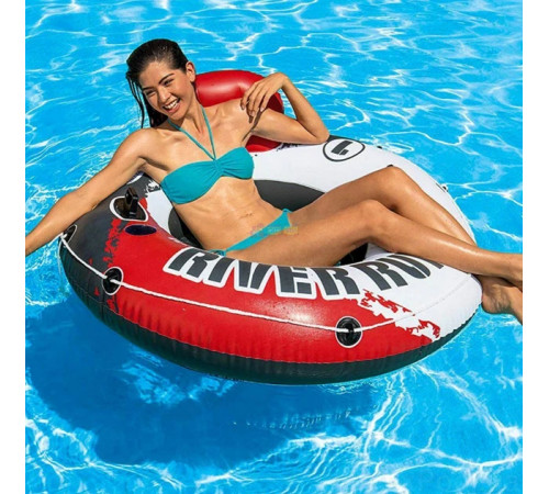 Коло надувне зі спинкою Intex 56825 River Run, біло-червоне 135 x 45 см Коло надувне зі спинкою Intex 56825 River Run, біло-червоне 135 x 45 см