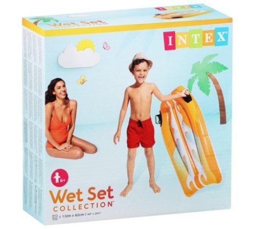 Пліт надувний Intex 58165-orange оранжевий, 112 x 62см Пліт надувний Intex 58165-orange оранжевий, 112 x 62см