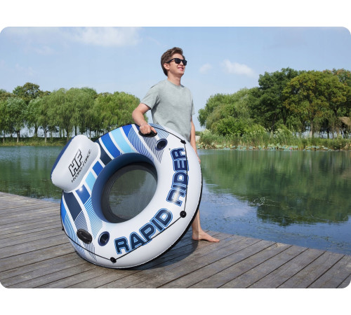 Коло надувне зі спинкою Bestway Rapid Rider 43116 синьо-біле, 132 см