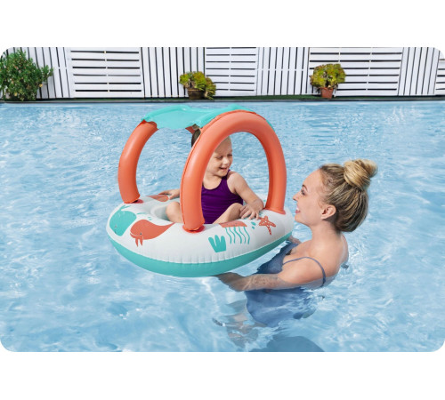 Пліт надувний пляжний Bestway 34203 з дахом 87 х 67 см, помаранчево-бірюзовий