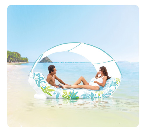 Шезлонг надувний Intex 56294 224 х 150 х 165 см, блакитно-білий