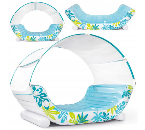 Шезлонг надувний Intex 56294 224 х 150 х 165 см, блакитно-білий