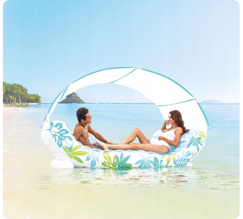 Шезлонг надувний Intex 56294 224 х 150 х 165 см, блакитно-білий