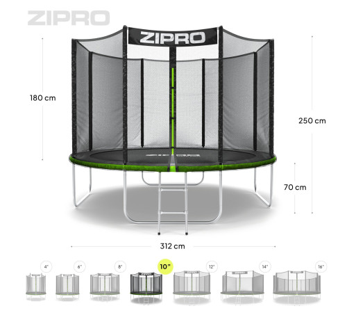 Батут Zipro Jump Pro із зовнішньою сіткою 312 см (ZF0024)