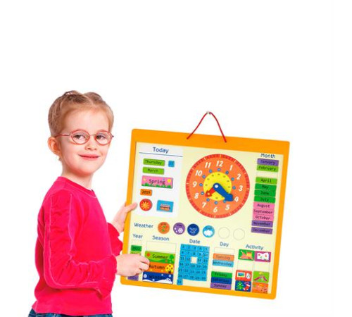 Магнітний календар Viga Toys із годинником англійською мовою (50377) Магнітний календар Viga Toys із годинником англійською мовою (50377)