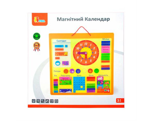 Магнітний календар Viga Toys із годинником українською мовою (50377U)