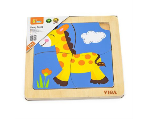 Дерев'яний мініпазл Viga Toys Жираф, 4 ел. (51319)