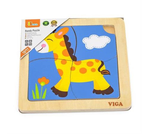 Дерев'яний мініпазл Viga Toys Жираф, 4 ел. (51319) Дерев'яний мініпазл Viga Toys Жираф, 4 ел. (51319)