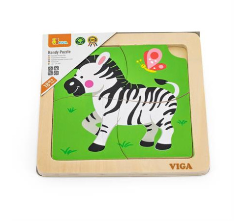 Дерев'яний мініпазл Viga Toys Зебра, 4 ел. (51317) Дерев'яний мініпазл Viga Toys Зебра, 4 ел. (51317)