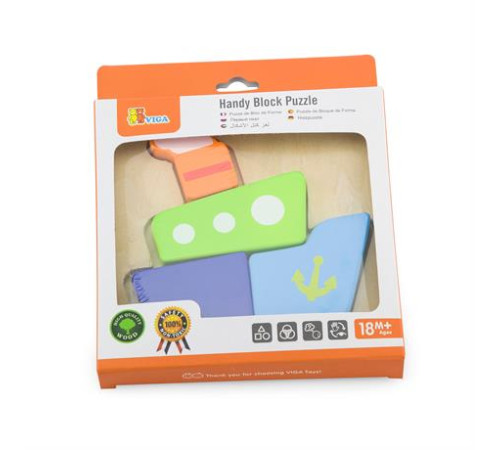 Дерев'яний мініпазл Viga Toys Кораблик (50171) Дерев'яний мініпазл Viga Toys Кораблик (50171)