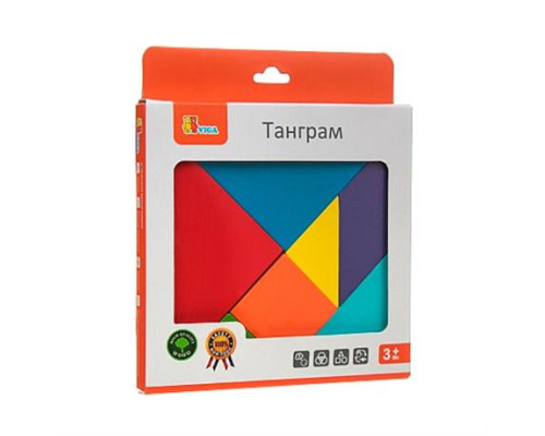 Гра-головоломка Viga Toys Кольоровий дерев'яний танграм, 7 ел. (55557)