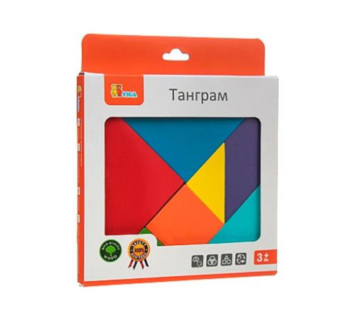 Гра-головоломка Viga Toys Кольоровий дерев'яний танграм, 7 ел. (55557) Гра-головоломка Viga Toys Кольоровий дерев'яний танграм, 7 ел. (55557)