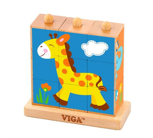 Дерев'яні кубики Viga Toys Башта зі звірятами (50834) Дерев'яні кубики Viga Toys Башта зі звірятами (50834)