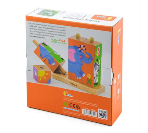 Дерев'яні кубики Viga Toys Башта зі звірятами (50834) Дерев'яні кубики Viga Toys Башта зі звірятами (50834)