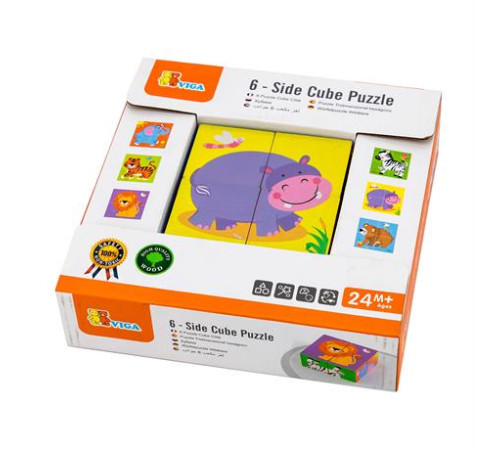 Дерев'яні кубики-пазл Viga Toys Звірята (50836) Дерев'яні кубики-пазл Viga Toys Звірята (50836)