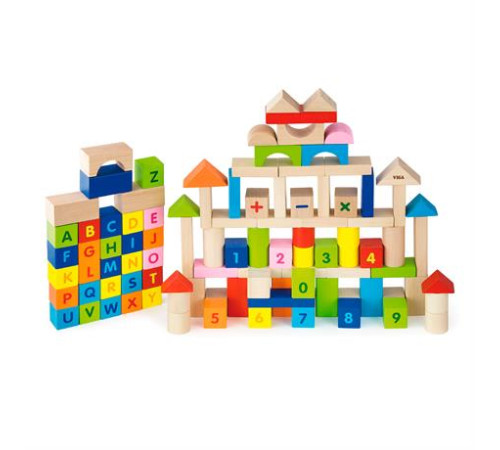 Дерев'яні кубики Viga Toys Алфавіт і числа 100 шт., 3 см (50288) Дерев'яні кубики Viga Toys Алфавіт і числа 100 шт., 3 см (50288)