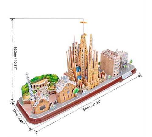 3D пазл CubicFun City Line Барселона (MC256h)