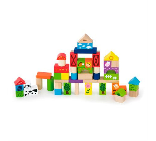 Дерев'яні кубики Viga Toys Ферма, 50 шт., 3 см (50285) Дерев'яні кубики Viga Toys Ферма, 50 шт., 3 см (50285)