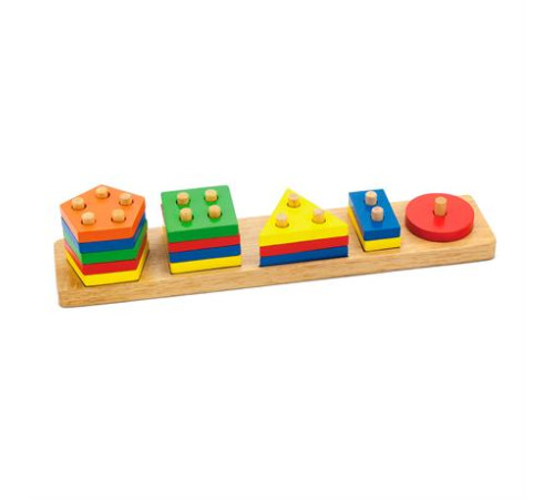 Дерев'яна логічна пірамідка Viga Toys Геометричні фігури (58558) Дерев'яна логічна пірамідка Viga Toys Геометричні фігури (58558)