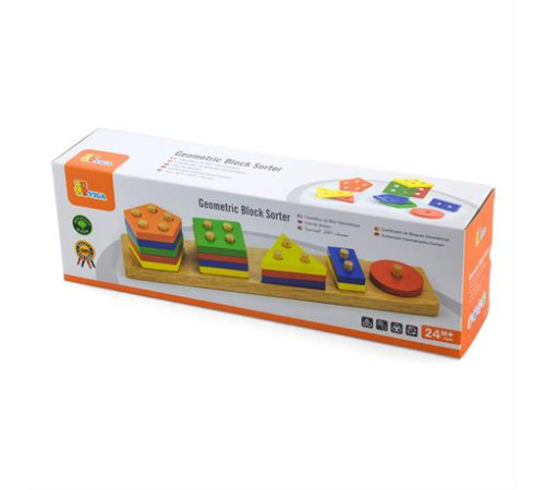 Дерев'яна логічна пірамідка Viga Toys Геометричні фігури (58558) Дерев'яна логічна пірамідка Viga Toys Геометричні фігури (58558)
