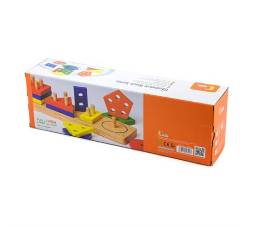 Дерев'яна логічна пірамідка Viga Toys Геометричні фігури (58558) Дерев'яна логічна пірамідка Viga Toys Геометричні фігури (58558)