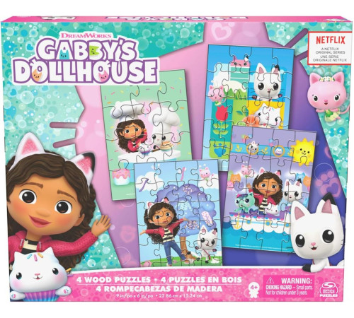 Пазл дерев'яний Spin Master 4в1 "Ляльковий будиночок Габбі" 23 х 15 см, 72 ел.