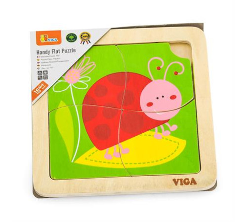 Дерев'яний мініпазл Viga Toys Жук сонечко, 4 ел. (50140) Дерев'яний мініпазл Viga Toys Жук сонечко, 4 ел. (50140)