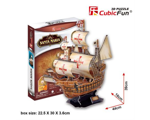 3D пазл CubicFun Корабель Санта-Марія (T4008h)