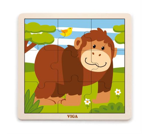 Дерев'яний пазл Viga Toys Мавпочка, 9 ел. (51440) Дерев'яний пазл Viga Toys Мавпочка, 9 ел. (51440)