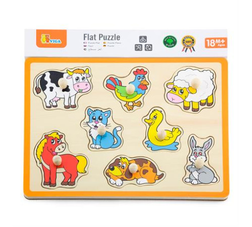 Дерев'яна рамка-вкладиш Viga Toys Домашні тварини (50017) Дерев'яна рамка-вкладиш Viga Toys Домашні тварини (50017)