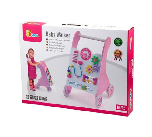 Ходунки-каталка Viga Toys з бізібордом рожевий (50178) Ходунки-каталка Viga Toys з бізібордом рожевий (50178)