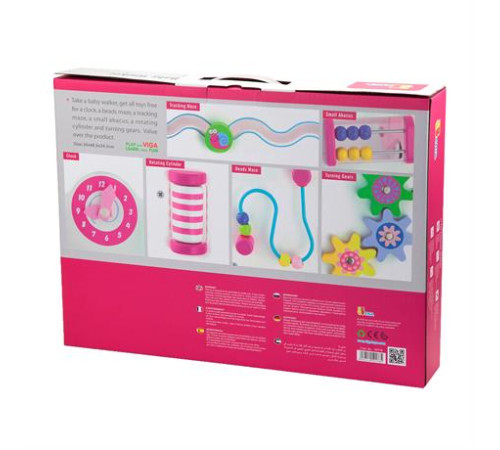 Ходунки-каталка Viga Toys з бізібордом рожевий (50178) Ходунки-каталка Viga Toys з бізібордом рожевий (50178)