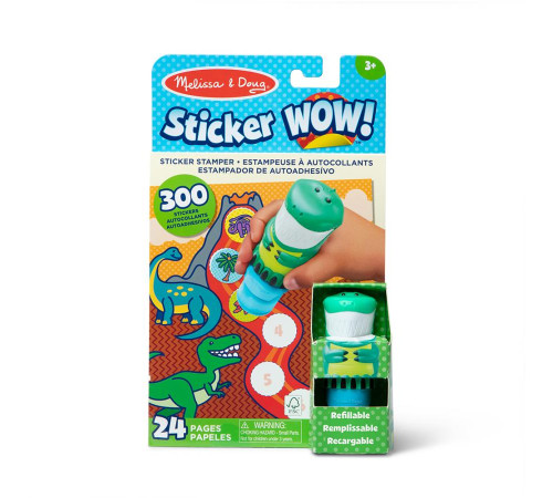 Дитячий блокнот та штамп Spin Master З наліпками Динозавр Melissa and Doug. Sticker WOW
